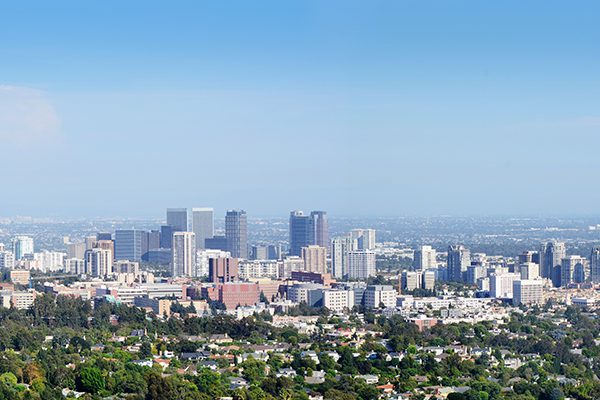 Wideshot of city buildings